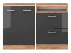 Vicco Conjunto de armarios para techo inclinado antracita brillo intenso/roble dorado eléctrico 120x46x81.6 rion