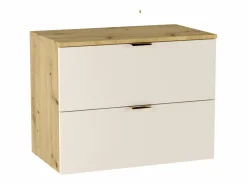 Conjunto de baño 80 cm Cashmere / Roble Nogal Armario con encimera + Columna Orio