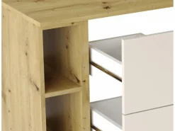 Conjunto de baño 100 cm Cashmere / Roble Nogal Armario con encimera y estantería + Columna Orio
