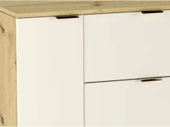 Hot Conjunto de baño 120 cm Cashmere / Roble Nogal Armario con encimera + Columna Orio Beige