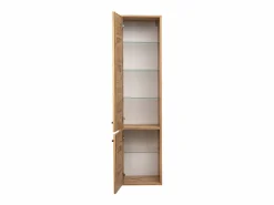 Discount Conjunto de baño 80 cm Vivien Roble Wotan Columna Armario con espejo Marru00f3n
