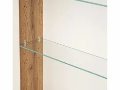 Discount Conjunto de baño 80 cm Vivien Roble Wotan Columna Armario con espejo Marru00f3n