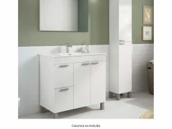 Conjunto de baño Aktiva con espejo y lavabo 80 cm Blanco