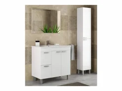 Conjunto de baño Aktiva con espejo y lavabo 80 cm Blanco