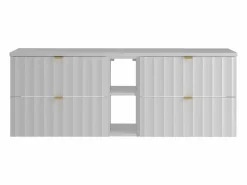 Clearance Conjunto de baño 140 cm Armario con encimera Estantería Frentes ranurados Arcos Mueble De Lavabo