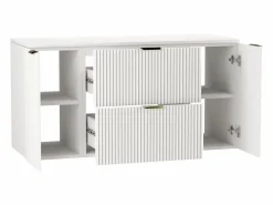 New Conjunto de baño 120 cm Armario Encimera Columna Frentes ranurados Conjunto De Baño