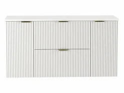New Conjunto de baño 120 cm Armario Encimera Columna Frentes ranurados Conjunto De Baño