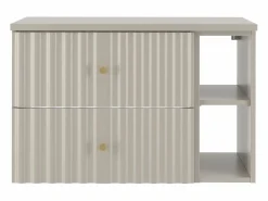 Hot Conjunto de baño de cachemira 80 cm Armario con encimera y estantería Frentes ranurados Aqua Beige