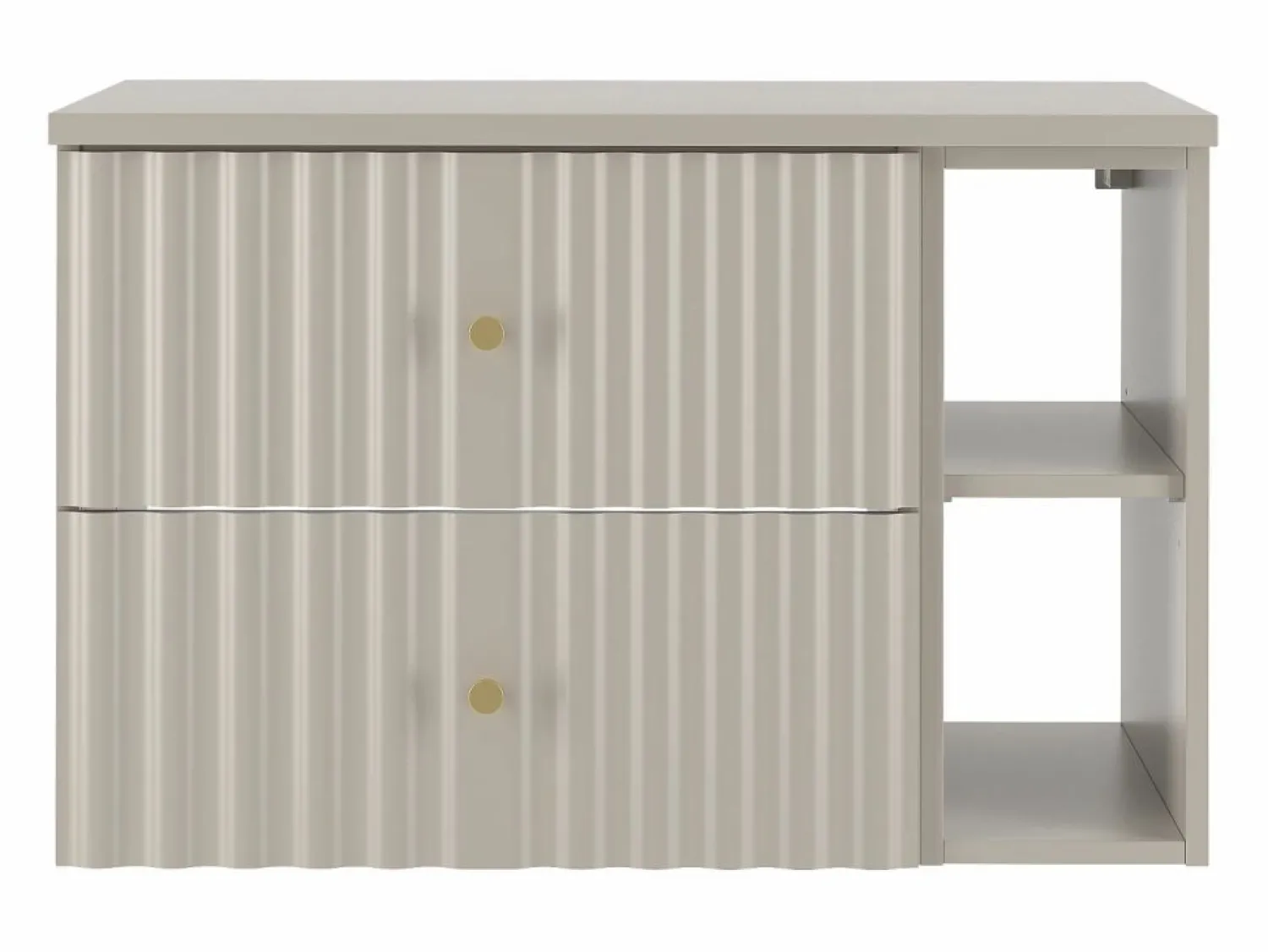 Hot Conjunto de baño de cachemira 80 cm Armario con encimera y estantería Frentes ranurados Aqua Beige