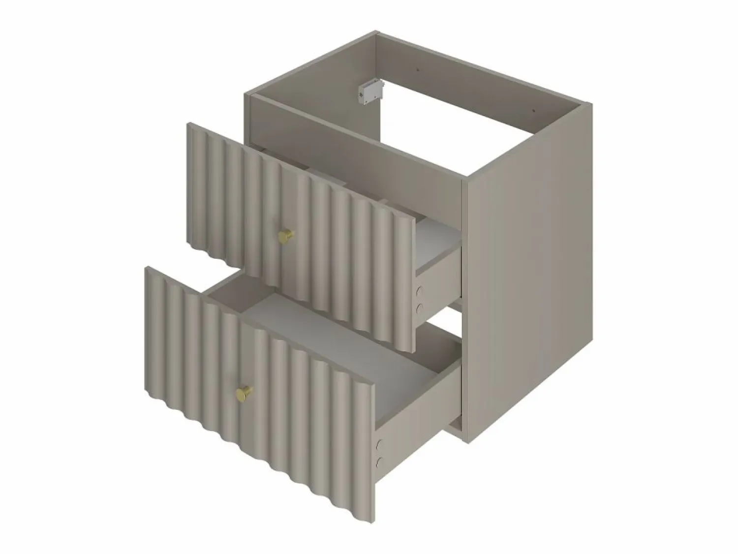 Hot Conjunto de baño de cachemira 80 cm Armario con encimera y estantería Frentes ranurados Aqua Beige