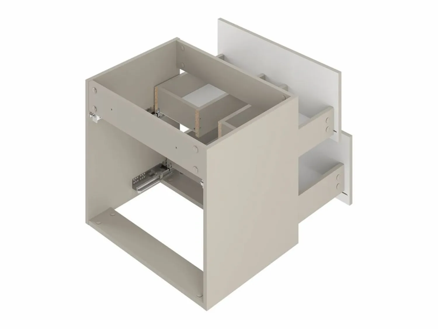 Hot Conjunto de baño de cachemira 80 cm Armario con encimera y estantería Frentes ranurados Aqua Beige