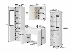 Clearance Conjunto de baño, muebles suspendidos con lavabo, 2 columnas y espejo con estantes, matera / castaño de Breslau mate Multicolor
