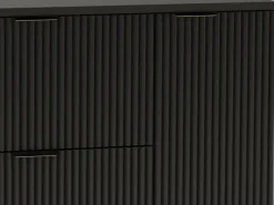 Sale Conjunto de baño 120 cm Armario Encimera Columna Frentes ranurados Negro