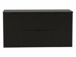 Sale Conjunto de baño 120 cm Armario Encimera Columna Frentes ranurados Negro