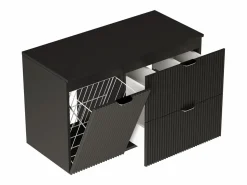 Online Conjunto de baño 100 cm Armario Encimera Armario con cesta Columna Frentes ranurados Conjunto De Baño