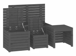 Outlet Conjunto de caja de jardín 4 piezas de madera maciza de pino Armario De Jardín