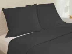 Discount Palacio Conjunto de cama de satén 108 hilos/ cm² - Funda 240 x 260 cm + 2 fundas de almohada 63 x 63 cm - Gris - TALORA Gris antracita