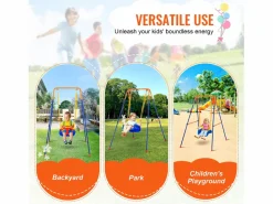 Discount Conjunto de Columpios 3 en 1 para Niños SucceBuy, Soporte Metálico Plegable, 4 Sacos de Arena para Patio, Carga 54,43 kg Columpio