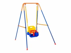 Discount Conjunto de Columpios 3 en 1 para Niños SucceBuy, Soporte Metálico Plegable, 4 Sacos de Arena para Patio, Carga 54,43 kg Columpio