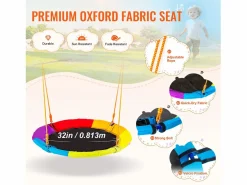 Conjunto de Columpios SucceBuy de Jardín con 1 Asiento 2 Plazas con Cinturón, Soporte Metálico, Cuerda Ajustable para Patio Multicolor