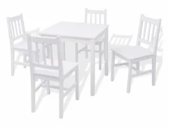 New vidaxl Conjunto de comedor 5 piezas madera de pino Blanco