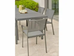 Discount Dcb Garden Conjunto de comedor de 6 plazas en aluminio Gris antracita