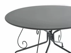 Hot MYLIA Conjunto de comedor de jardín, metal forjado, mesa redonda, 4 sillones , GUERMANTES Gris antracita