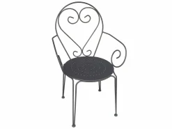 Hot MYLIA Conjunto de comedor de jardín, metal forjado, mesa redonda, 4 sillones , GUERMANTES Gris antracita