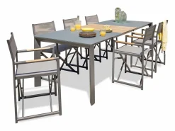 New Paris Garden Conjunto de comedor de jardín 6 plazas de aluminio Gris antracita