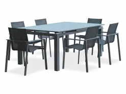 Dcb Garden Conjunto de comedor de jardín 6 plazas de aluminio