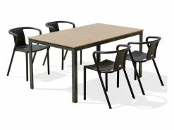 Dcb Garden Conjunto de comedor de jardín 4 plazas de aluminio