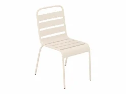 MYLIA Conjunto de comedor jardín de metal - una mesa de D.110cm y 4 sillas apilables - MIRMANDE