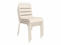 MYLIA Conjunto de comedor jardín de metal - una mesa de D.110cm y 4 sillas apilables - MIRMANDE