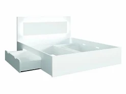 Meublorama Conjunto de dormitorio NOFI - Cama 180x200 cm con somier, 2 cajones, mesitas de noche, armario y cómoda -