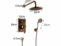 Hot Valaz Conjunto de ducha empotrada monomando a pared FLORINA dorado envejecido 20 cm x 20 cm Dorado / Cobrizo