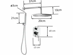 Outlet MIRLO Conjunto de ducha empotrada monomando redonda NALA cromada Ø 25cm Cromado Plateado