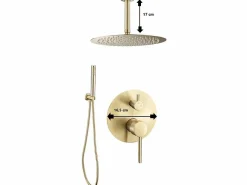 MIRLO Conjunto de ducha empotrada techo monomando SLIGO oro cepillado Ø 25cm