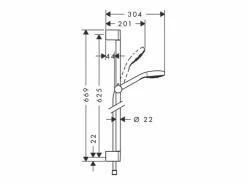HANSGROHE Conjunto de ducha 1jet con barra Unica'Croma 65 cm /cromo Croma Select S
