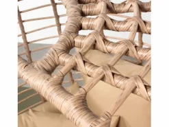 Discount Conjunto de exterior Jane - Sillón colgante de efecto ratán y reposapiés de gran tamaño con cojín Salones De Jardín