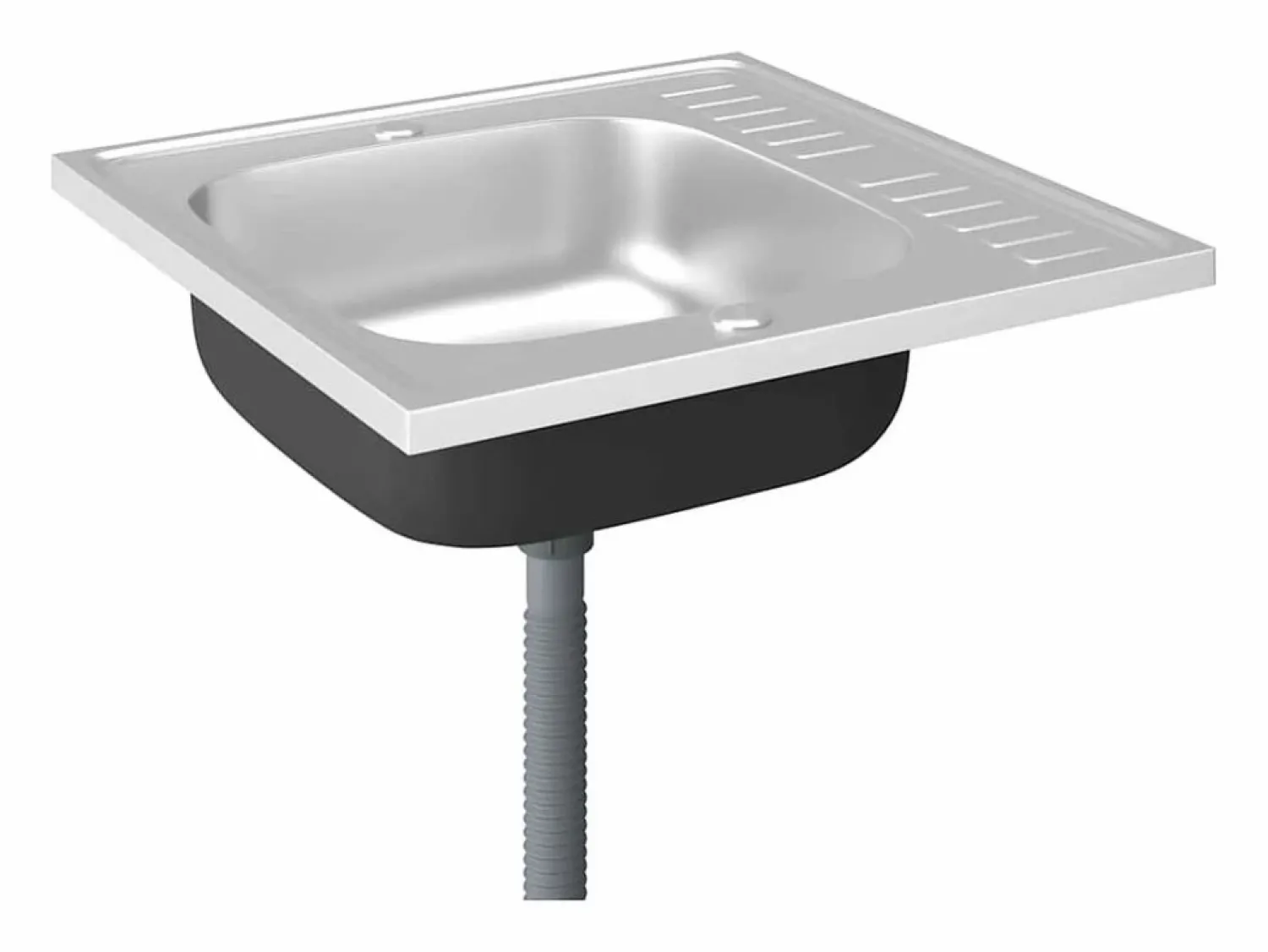 Conjunto de fregadero y escurridor de cocina plata 600x600x155 mm acero inoxidable