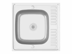 Conjunto de fregadero y escurridor de cocina plata 600x600x155 mm acero inoxidable