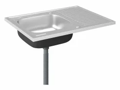 New Conjunto de fregadero y escurridor de cocina plata 800x600x155 mm acero inoxidable Fregadero