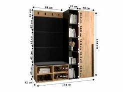 Discount Abiks Möbel Conjunto de guardarropa Miro 1 184/164/42 (Roble/Manila 02) Beige / Color natural claro