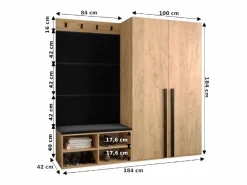 Discount Conjunto de guardarropa Miro 5 184/184/42 (Roble/Manila 18) Armario De Entrada