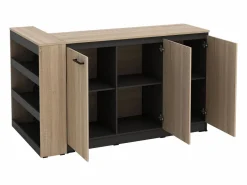 Online Vente-unique Conjunto de isla de cocina + 2 taburetes - Negro y Natural Claro - NUSICE Negro / Color natural claro