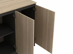Online Vente-unique Conjunto de isla de cocina + 2 taburetes - Negro y Natural Claro - NUSICE Negro / Color natural claro