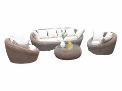 MYLIA Conjunto de jardin de resina trenzada - WHITEHEAVEN