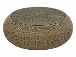 Sale Conjunto de jardín completo de resina trenzada natural oscuro - WHITEHEAVEN de Salones De Jardín