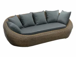 Sale Conjunto de jardín completo de resina trenzada natural oscuro - WHITEHEAVEN de Salones De Jardín