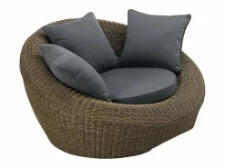 Sale Conjunto de jardín completo de resina trenzada natural oscuro - WHITEHEAVEN de Salones De Jardín